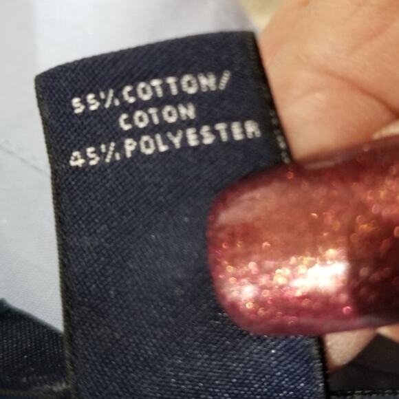 Lands' End Womens Blue Button Up 3/4 Sleeve Flip Cuff Wrinkle Free Shirt Sz 24W - Picture 7 of 9